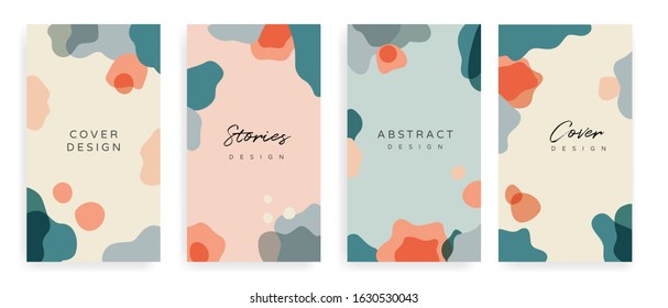 Social media Posts and Stories Template, textures and shapes for Organic design cover, Linocut Elements , invitation, party invite card template, creative minimal trendy style Vector illustration.	
