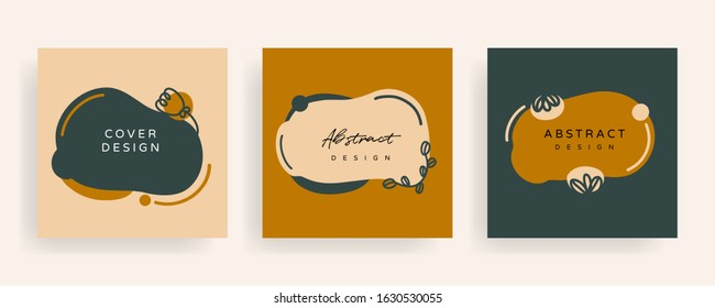 Social media Posts and Stories Template, textures and shapes for Organic design cover, Linocut Elements , invitation, party invite card template, creative minimal trendy style Vector illustration.	
