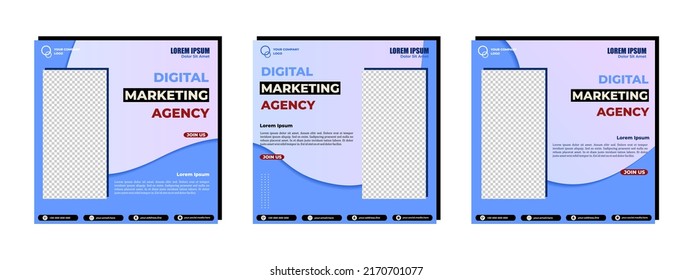 Publicaciones en medios sociales plantilla diseño moderno, para marketing digital en línea