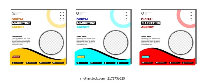 Publicaciones en medios sociales plantilla diseño moderno, para marketing digital en línea