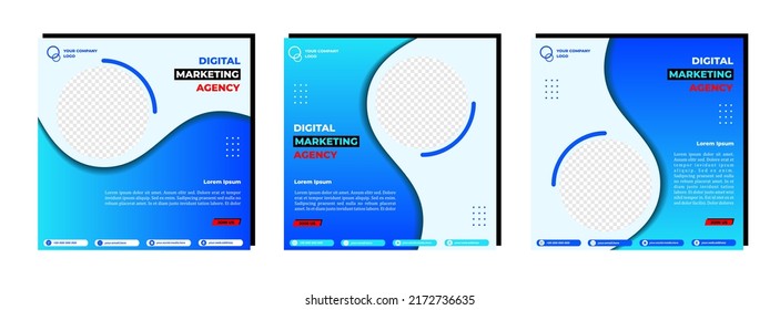 Publicaciones en medios sociales plantilla diseño moderno, para marketing digital en línea