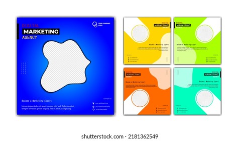 Social media posts template modern design, for digital marketing Agency