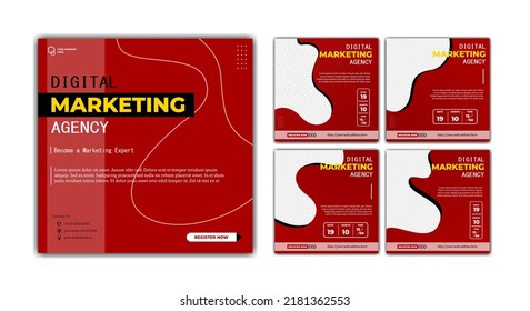 Publicaciones en medios sociales plantilla diseño moderno, para Agencia de marketing digital