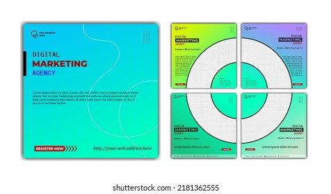 Social media posts template modern design, for digital marketing Agency