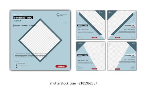 Social media posts template modern design, for digital marketing Agency