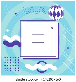 Social Media or Print Text Template, Banner Design or Poster. Abstract Advertisement Concepts of Message in Memphis Style