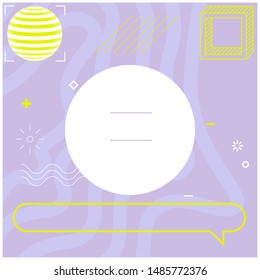 Social Media or Print Text Template, Banner Design or Poster. Abstract Advertisement Concepts of Message in Memphis Style