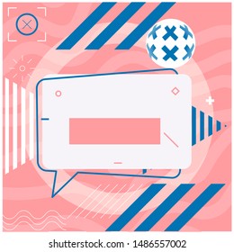Social Media or Print Text Template, Banner Design or Poster. Abstract Advertisement Concepts of Message in Memphis Style