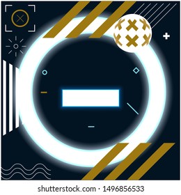 Social Media or Print Text Template, Banner Design or Poster. Abstract Advertisement Concepts of Message in Memphis Style