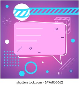 Social Media or Print Text Template, Banner Design or Poster. Abstract Advertisement Concepts of Message in Memphis Style
