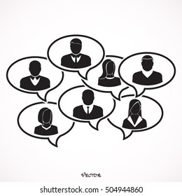 Social media profile chat bubble network vector logo icon