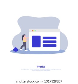Social media profile. Data analysis and office situations. Isometric vector illustration. Vector
