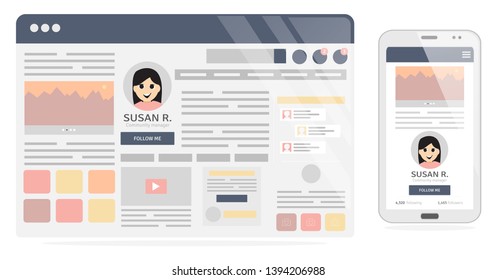 Social media profile page. Flat editable vector illustration, clip art