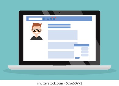 Social Media Profile Page. Flat Editable Vector Illustration, Clip Art