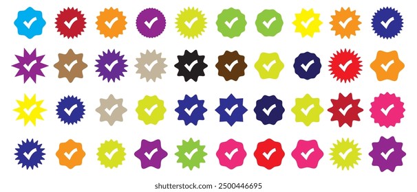 Social media and Profile Verified badge icon set. Check and Approved, Accept, Instagram verified badge icon set. vector illustration.