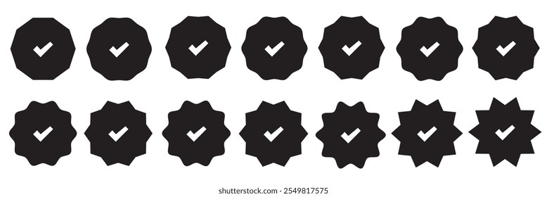 Social media and Profile Verified badge icon set. Check and Approved, Accept, Instagram verified badge icon set. vector illustration. 333