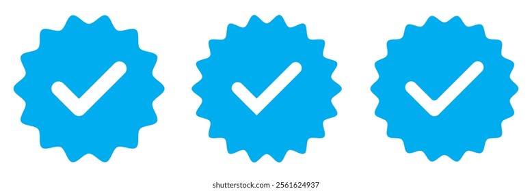 Social media and Profile Verified badge icon. Check and Approved, Accept, Instagram verified badge icon. vector illustration. blue verified badge icon. 