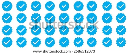 Social media and Profile Verified badge icon. Check and Approved, Accept, Instagram verified badge icon. vector illustration. blue verified badge icon. Verified vector icon .Account verification.