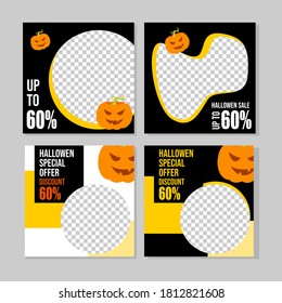 Social Media Promo Hallowen Theme template in vector
