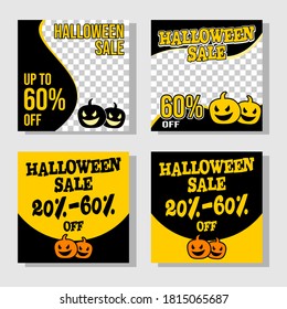 Social Media Promo Hallowen Theme template in vector