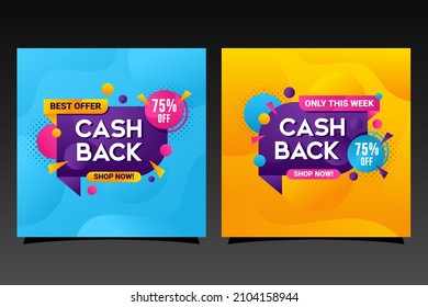 Social media promotion banner cash back colorful design collection.eps
