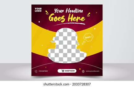 Social media promotion and banner post design template vector illustration. Food social media promotion for advertising your product in social media platform