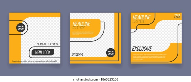 Social media promotion post. New Set of Editable minimal square banner template. Suitable for social media post and web internet ads, stories, story, flyer, look book magazine. Vector illustration.