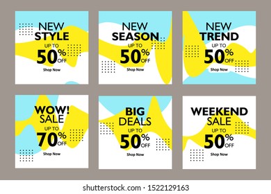 Social media promotion square banner. Editable sale promotion banner for web and mobile app. Colorful geometric shape.