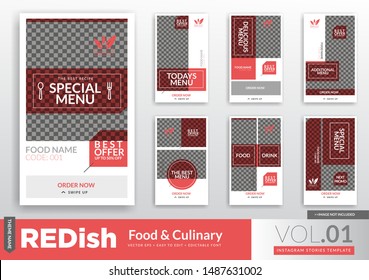 Social Media Promotion template Bundle in Red Color for Food and Culinary theme. Also you can use for Flyer and Brochure.