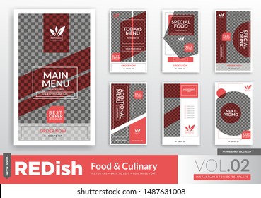 Social Media Promotion template Bundle in Red Color for Food and Culinary theme. Also you can use for Flyer and Brochure.