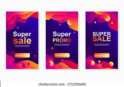 social media promotion template collection with colorful liquid shape design