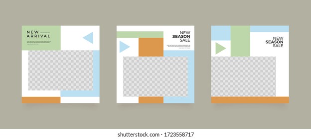 Social media promotion. Vector illustration with photo college. Editable square banner template
