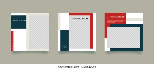 Social media promotion. Vector illustration with photo college. Editable square banner template