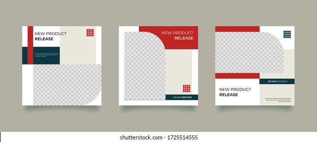 Social media promotion. Vector illustration with photo college. Editable square banner template