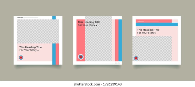 Social media promotion. Vector illustration with photo college. Editable square banner template