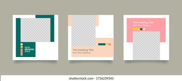Social media promotion. Vector illustration with photo college. Editable square banner template