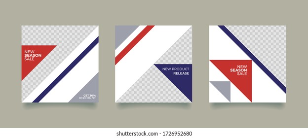 Social media promotion. Vector illustration with photo college. Editable square banner template