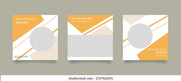 Social media promotion. Vector illustration with photo college. Editable square banner template