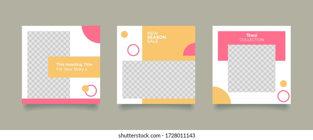 Social media promotion. Vector illustration with photo college. Editable square banner template