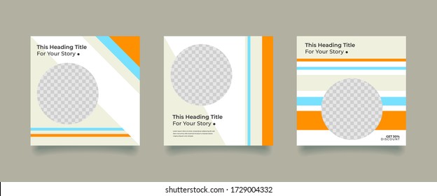 Social media promotion. Vector illustration with photo college. Editable square banner template