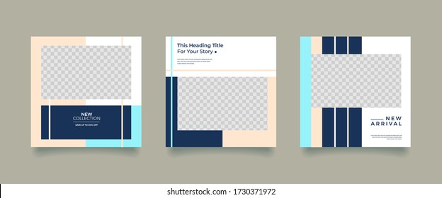 Social media promotion. Vector illustration with photo college. Editable square banner template