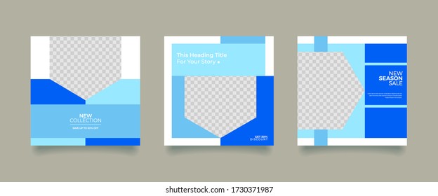 Social media promotion. Vector illustration with photo college. Editable square banner template