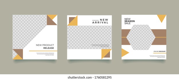 Social media promotion. Vector illustration with photo college. Editable square banner template