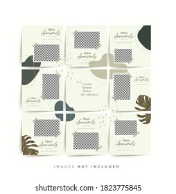 social media puzzle frame grid post template for fashion sale promotion Premium Vector