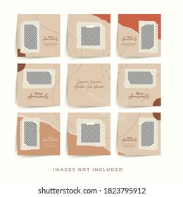 social media puzzle frame grid post template for fashion sale promotion Premium Vector