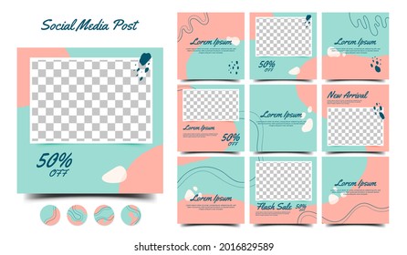 Social media puzzle template design. Minimalist banner layout with place for the photo.