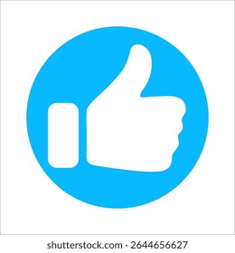 Social media reaction icons: heart, thumbs up, and thumbs down. Flat vector symbols in red and blue circles for feedback, approval, like, dislike, and user interaction in UI design.