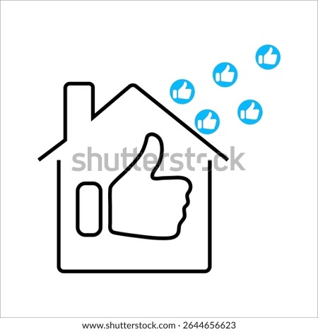 Social media reaction icons: heart, thumbs up, and thumbs down. Flat vector symbols in red and blue circles for feedback, approval, like, dislike, and user interaction in UI design.