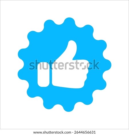 Social media reaction icons: heart, thumbs up, and thumbs down. Flat vector symbols in red and blue circles for feedback, approval, like, dislike, and user interaction in UI design.