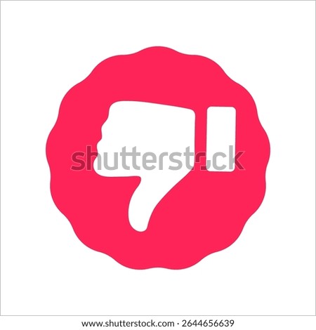 Social media reaction icons: heart, thumbs up, and thumbs down. Flat vector symbols in red and blue circles for feedback, approval, like, dislike, and user interaction in UI design.